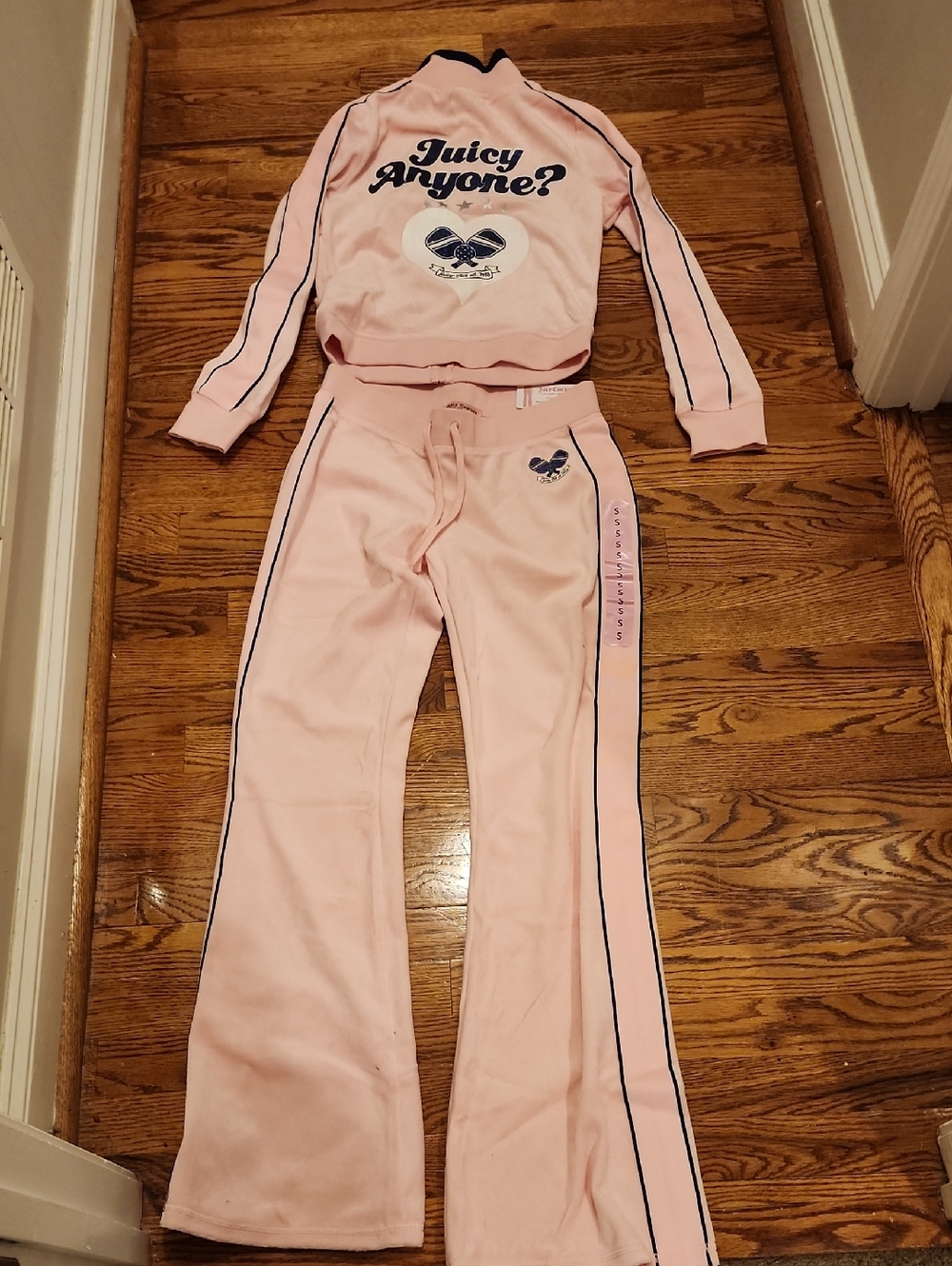Juicy Couture Pink Two-Piece Set with Navy Trim NWT!